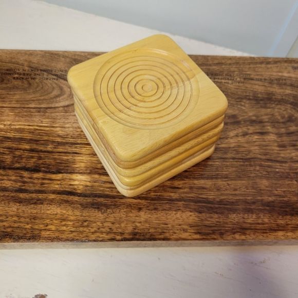Wooden Bohohemian Coasters Set of 6 - Picture 2 of 4